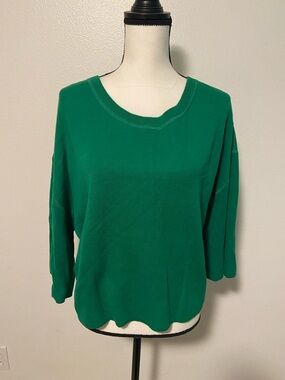 ba&sh Green Scoop Neck Lightweight Knit Top